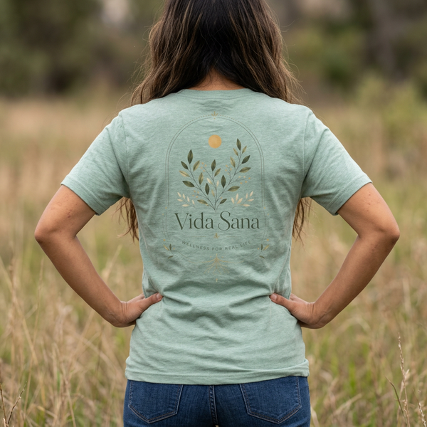 Vida Sana Botanical Tee — Wellness Plant Graphic T-Shirt