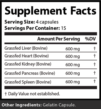 Grass Fed Beef  Multi Organ  Supplement