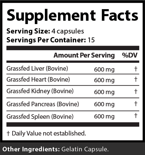 Grass Fed Beef  Multi Organ  Supplement